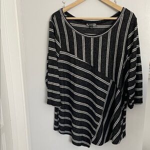 NAIF Black and White Striped Blouse women size 2X